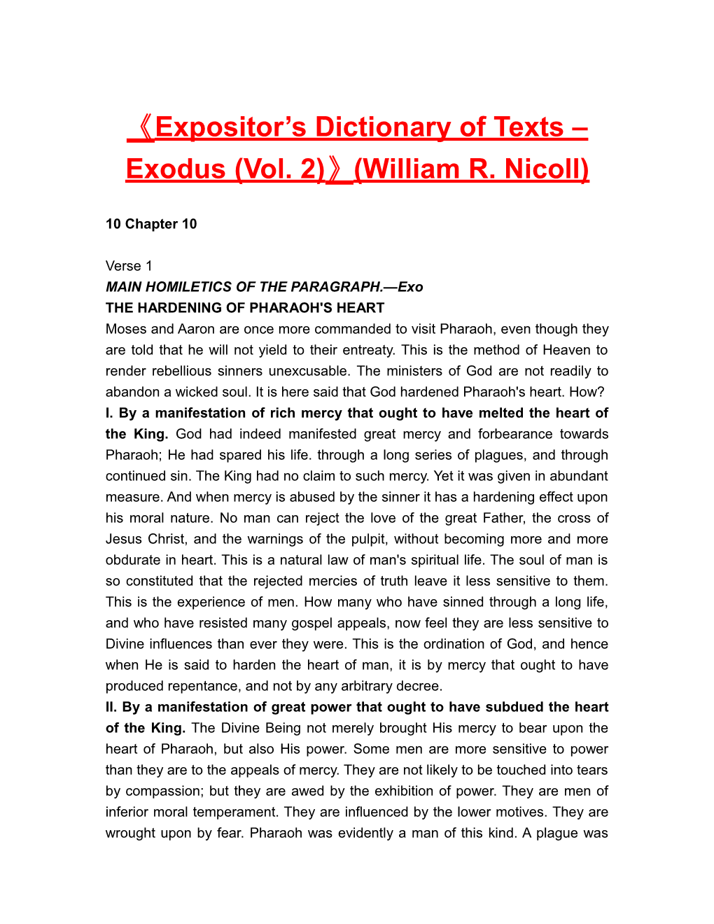 Expositor S Dictionary of Texts Exodus (Vol. 2) (William R. Nicoll)