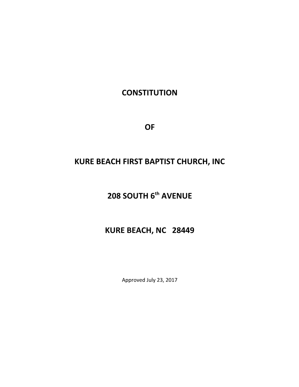 Kure Beach First Baptist Church, Inc