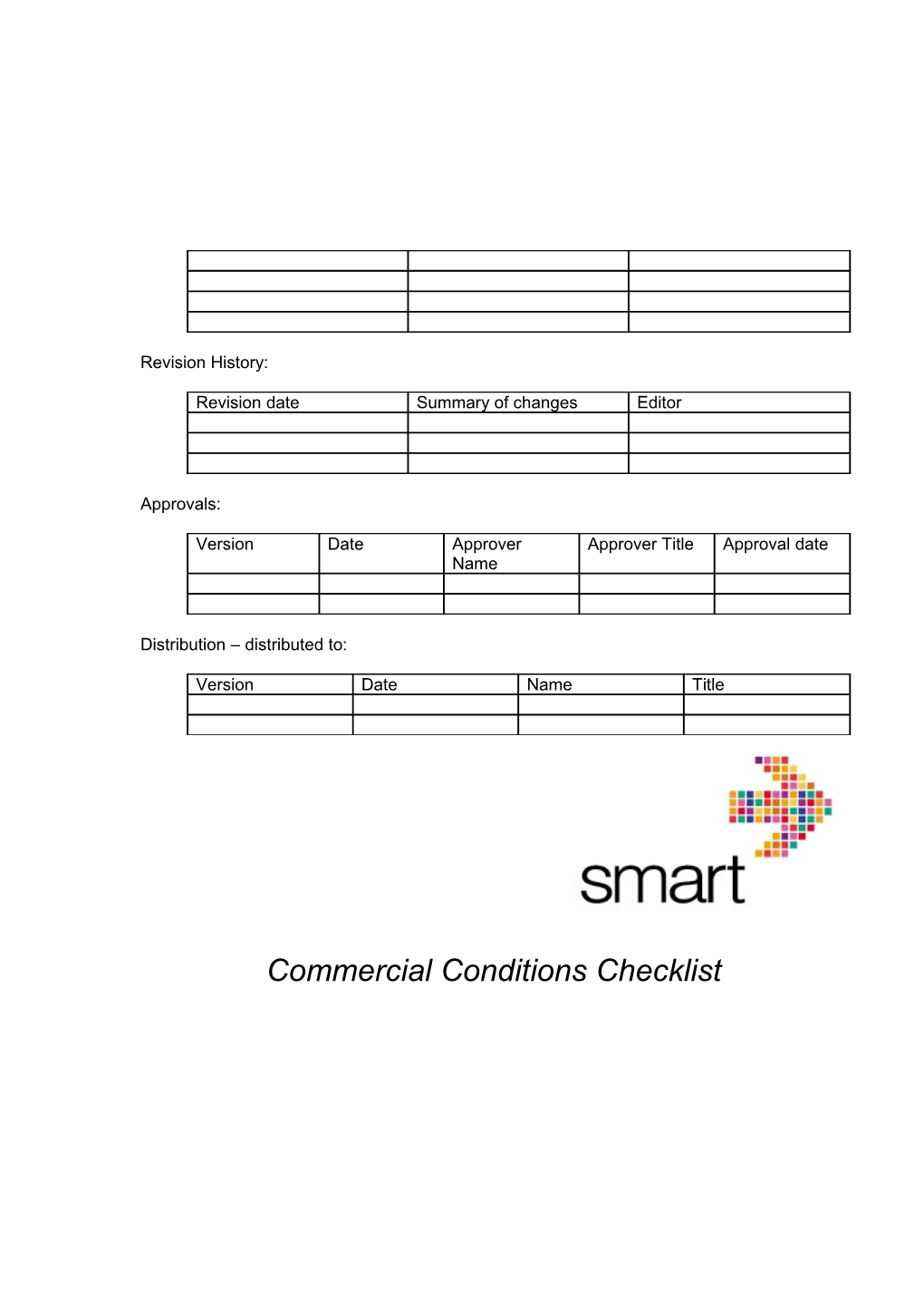 Document (Project) Title: WP8 09 Commercial Conditions Checklist