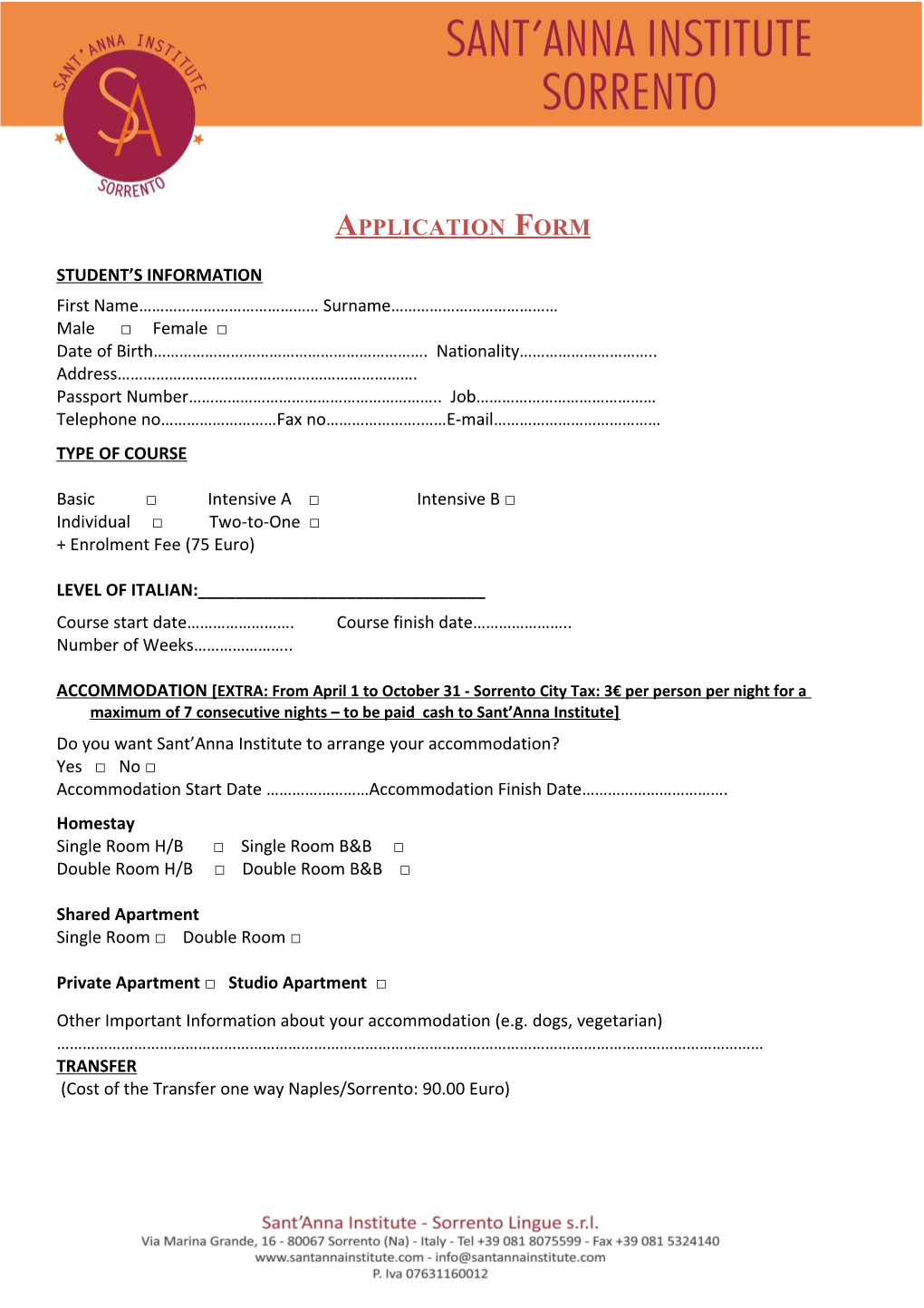 Sasl Application Form