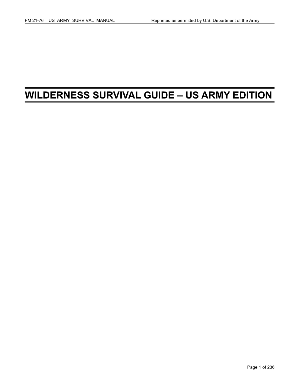 Wilderness Survival Guide Us Army Edition