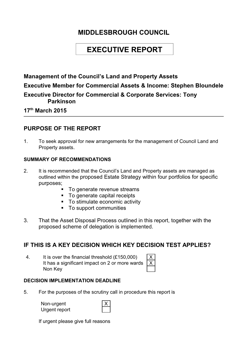 Management of the Council S Land and Property Assets