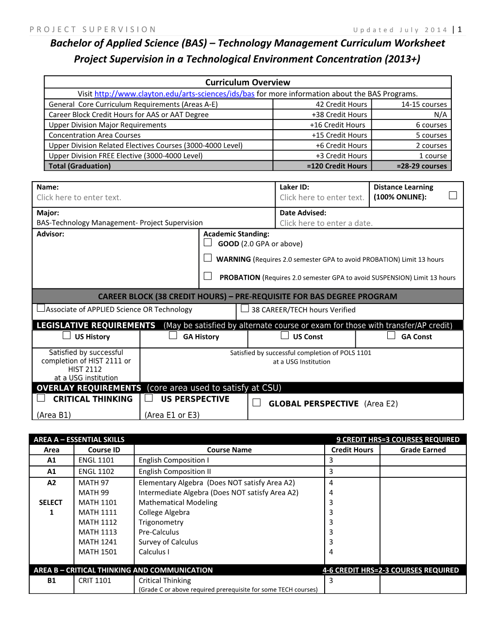 PROJECT SUPERVISION Updated July 2014 1