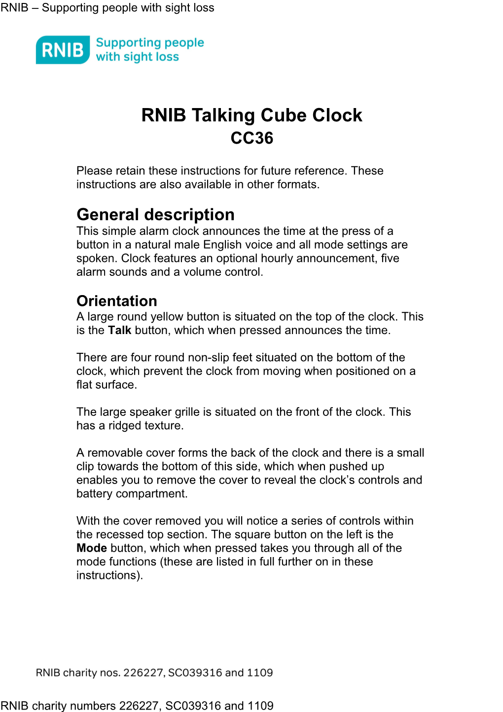 RNIB Talking Cube Clock