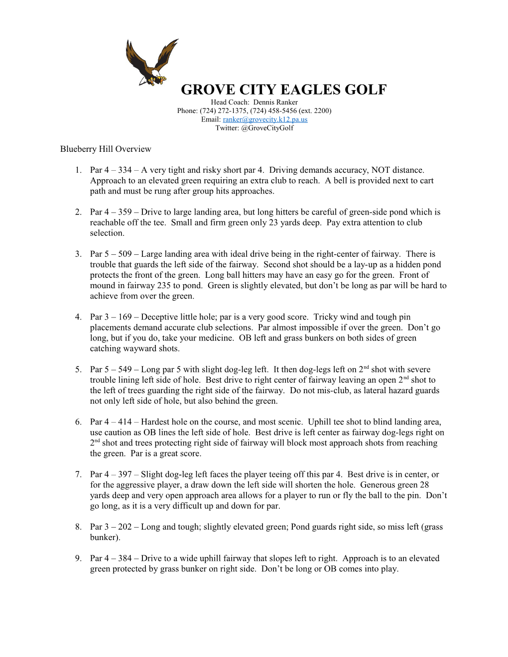 Grove City Eagles Golf