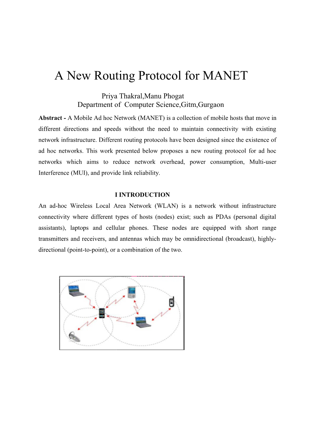 A New Routing Protocol for MANET