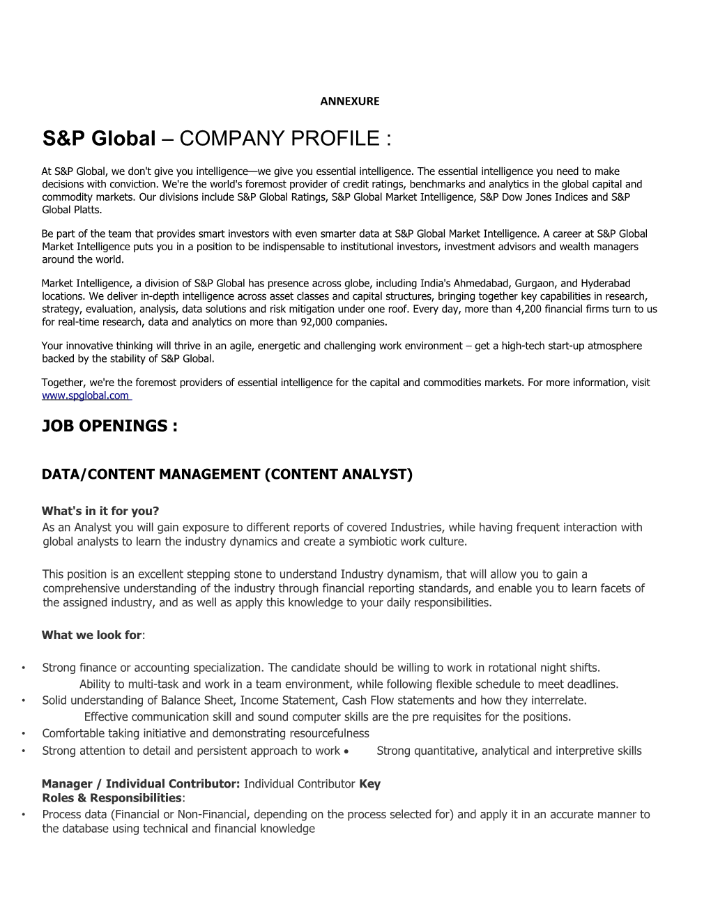 S&P Global COMPANY PROFILE