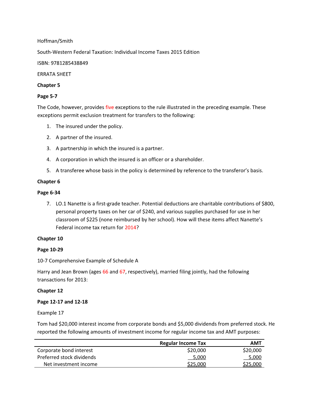 South-Western Federal Taxation: Individual Income Taxes 2015 Edition