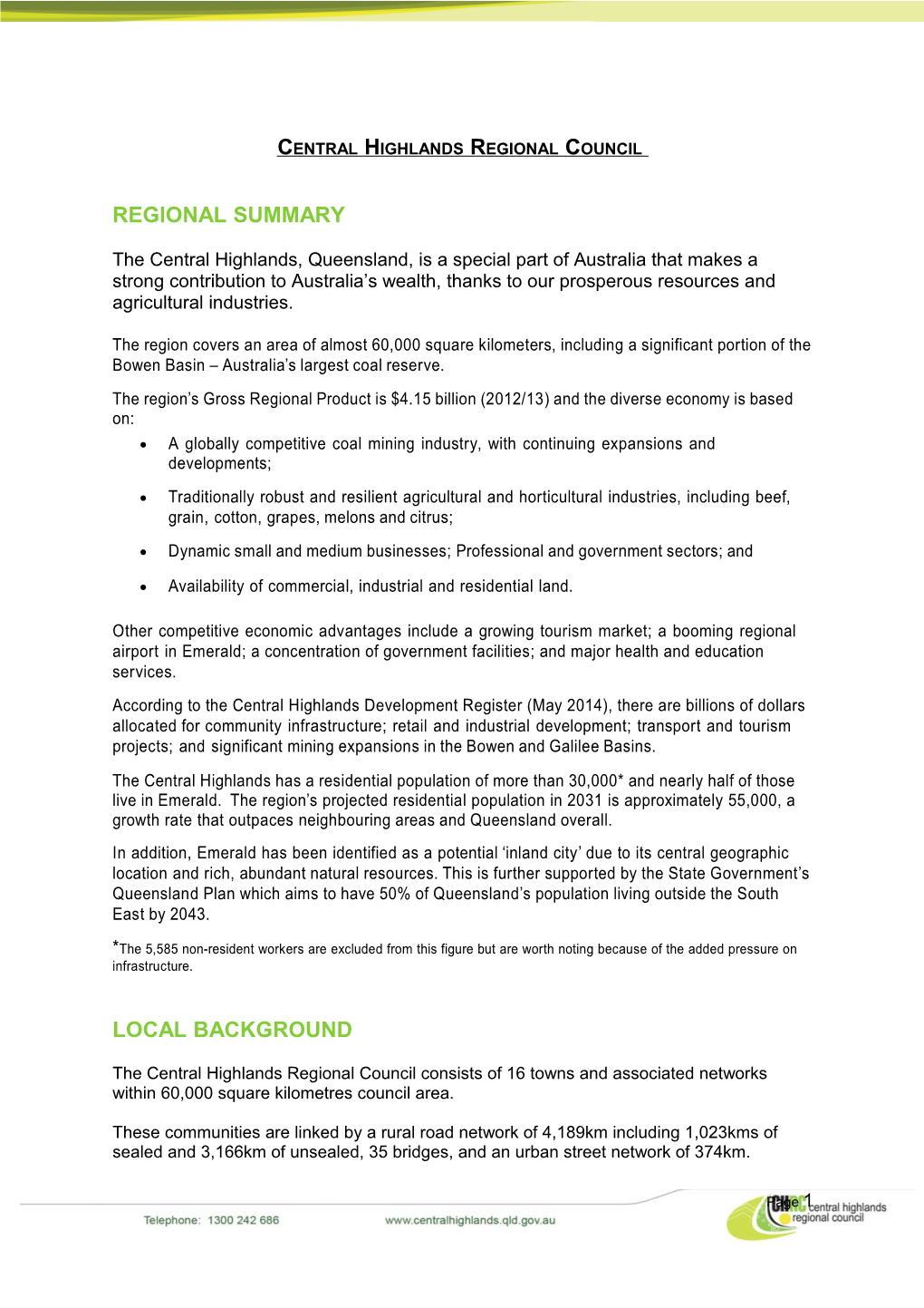 Submission DR174 - Central Highlands Regional Council - Natural Disaster Funding - Public