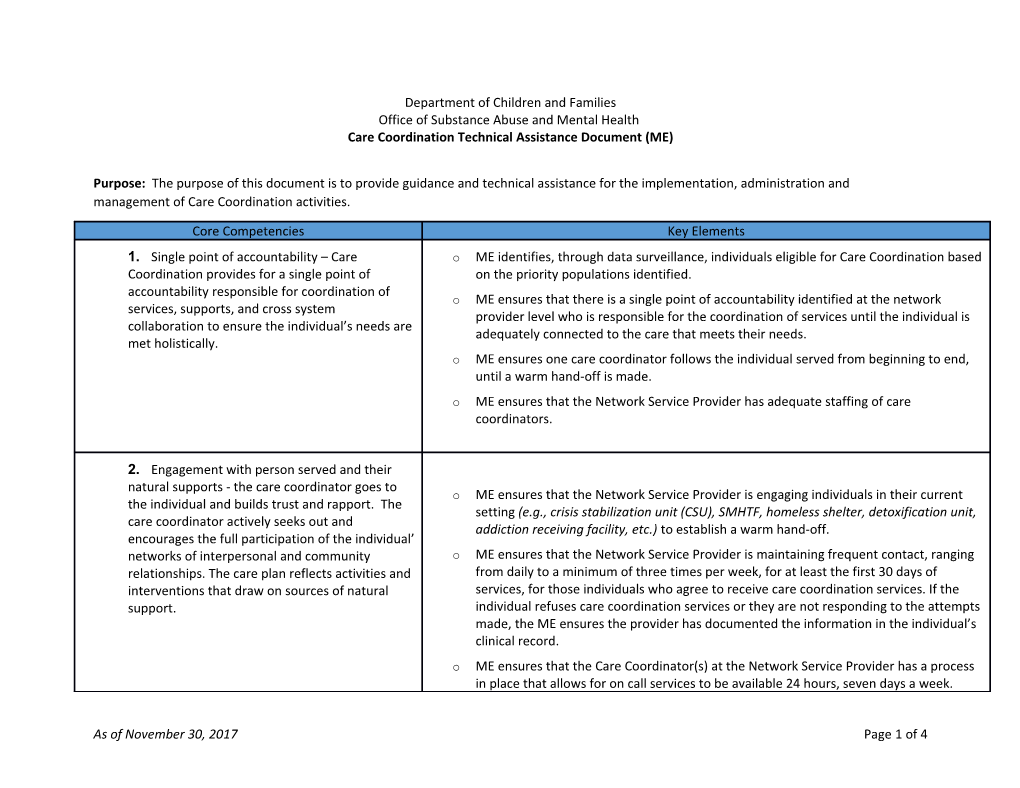 Care Coordination Technical Assistance Document (ME)