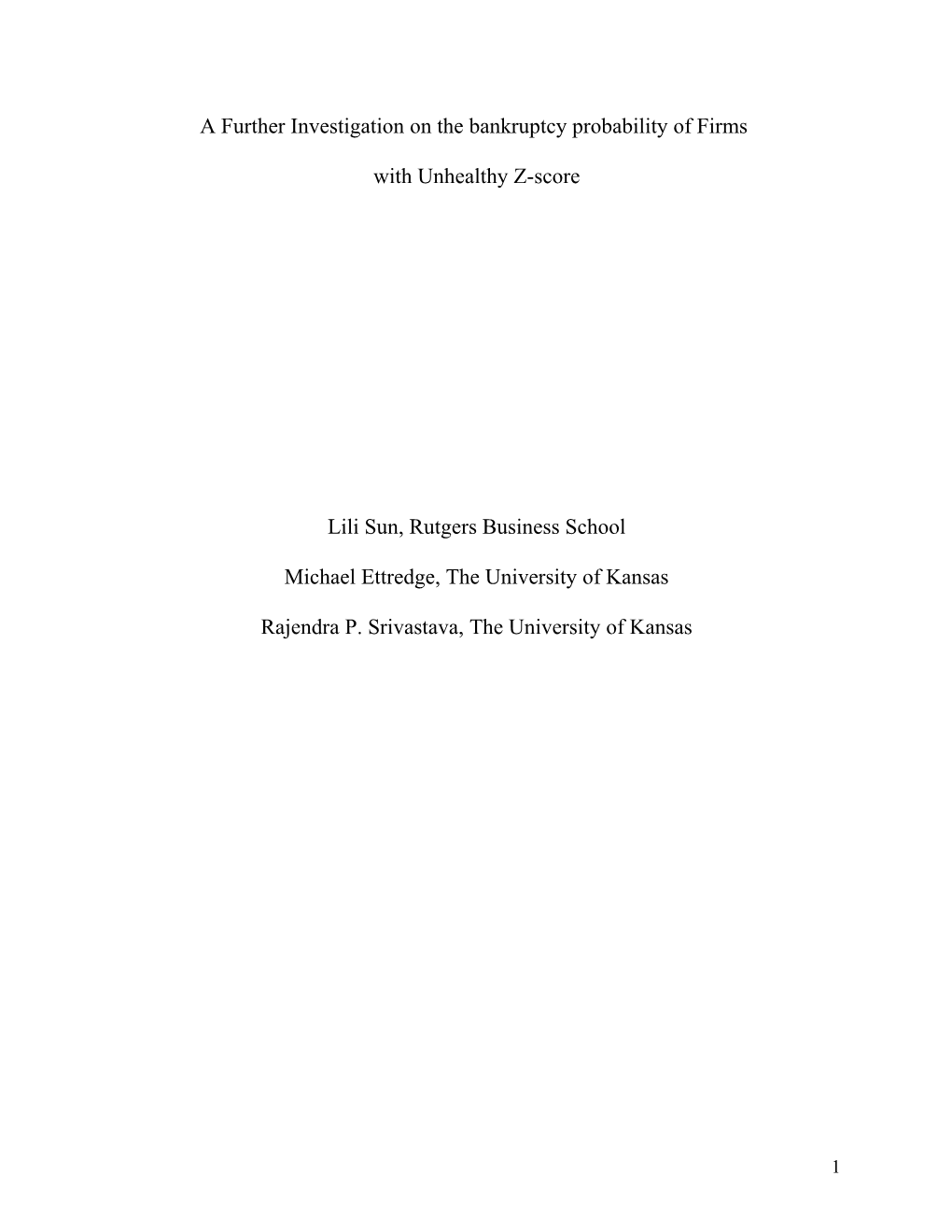 Prediction of Financial Distress Revisited