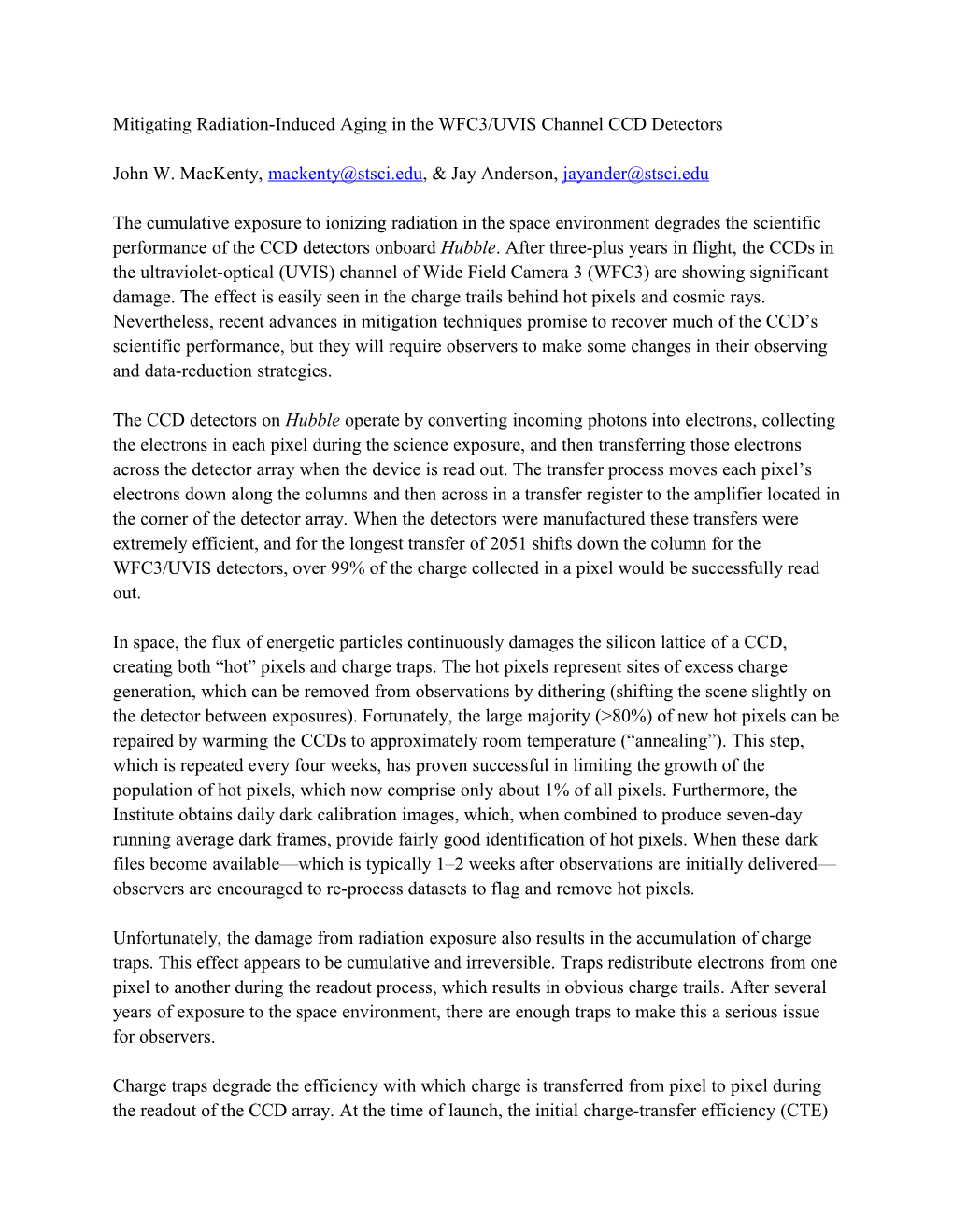 Mitigating Radiation-Induced Aging in the WFC3/UVIS Channel CCD Detectors