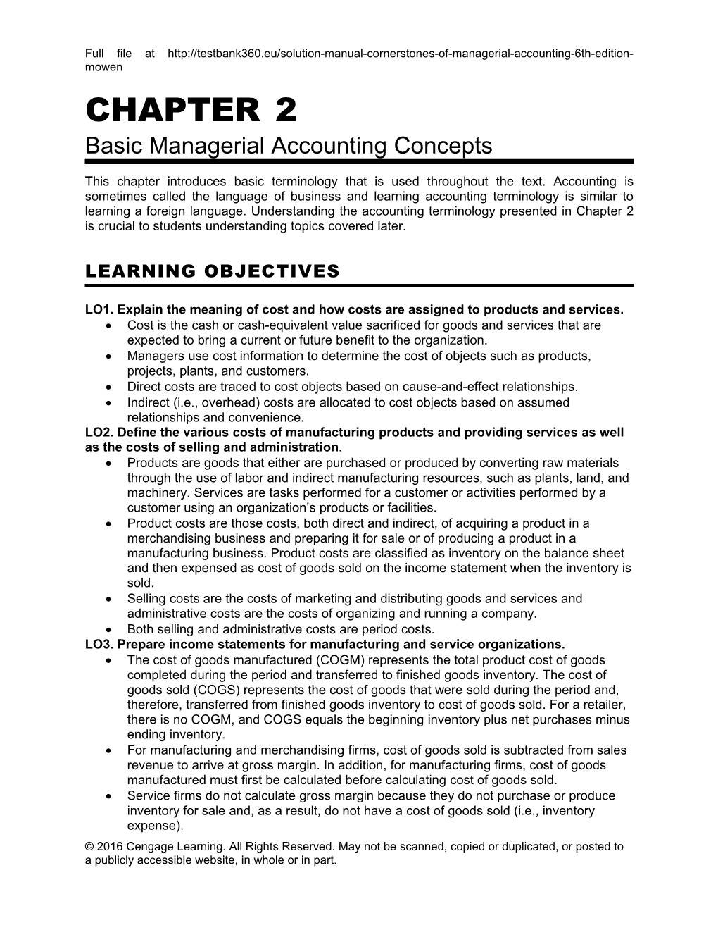 Chapter 2 Basic Management Accounting Concepts