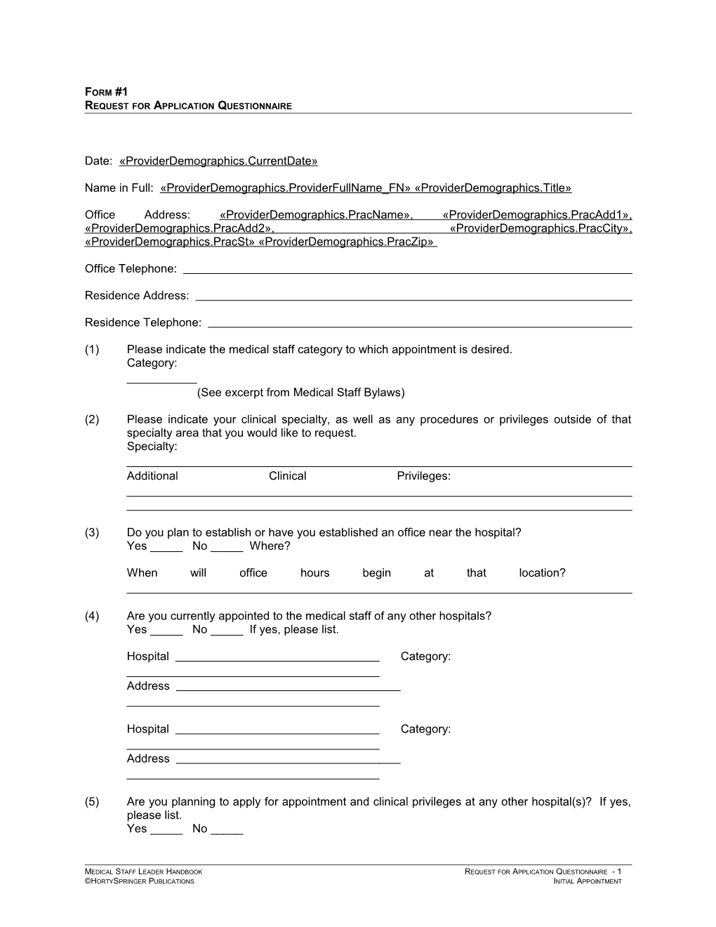 Requestfor Application Questionnaire