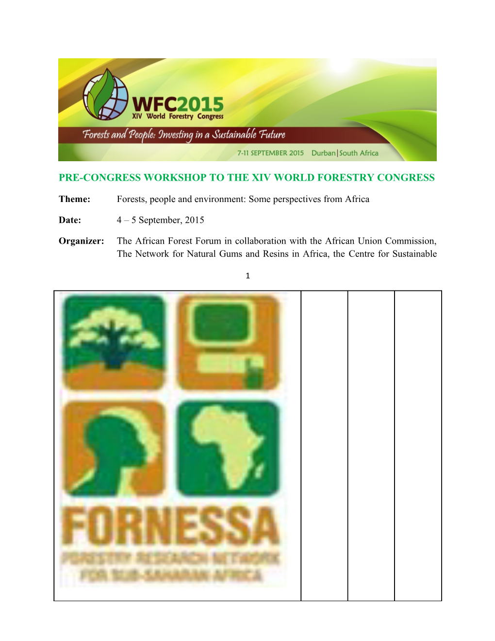 Pre-Congress Workshop to the Xiv World Forestry Congress