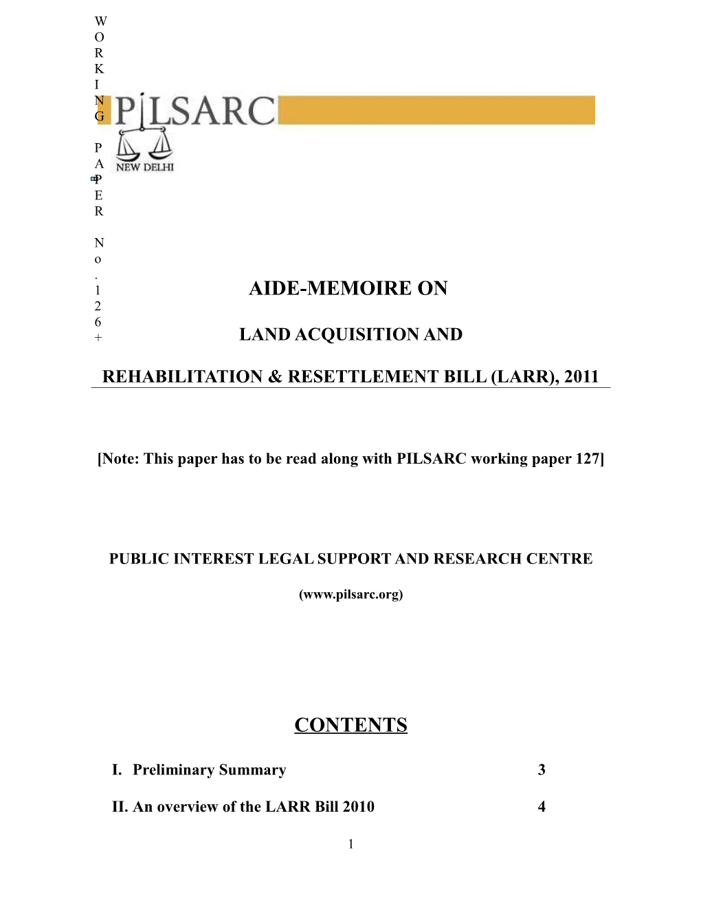 Rehabilitation & Resettlement Bill (Larr), 2011