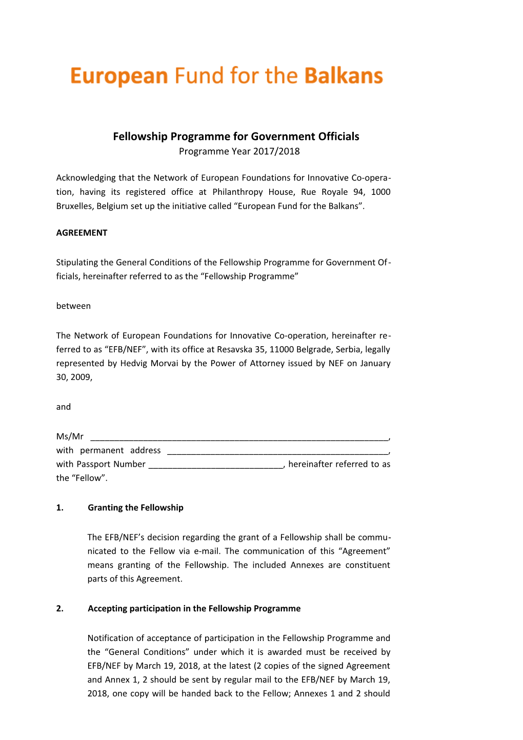 Fellowshipprogrammefor Government Officials