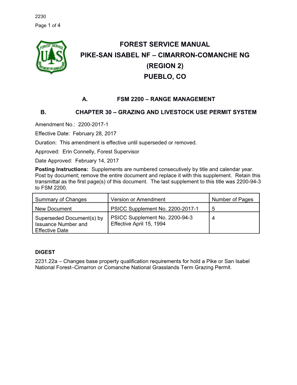 Forest Service Manual Template