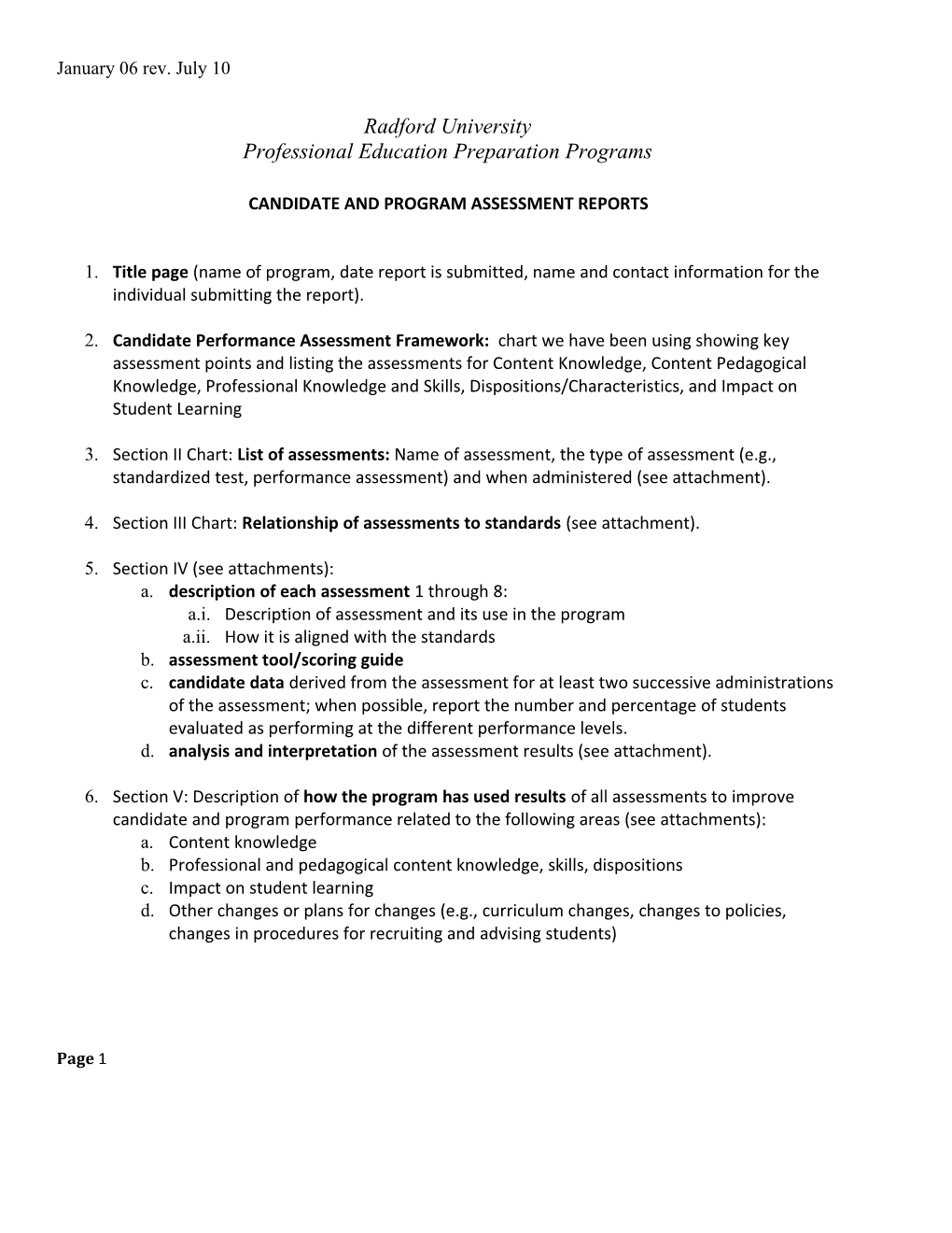 Candidate and Program Assessment Reports