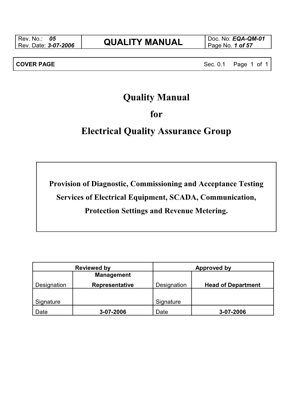 Quality Manual of EQAG