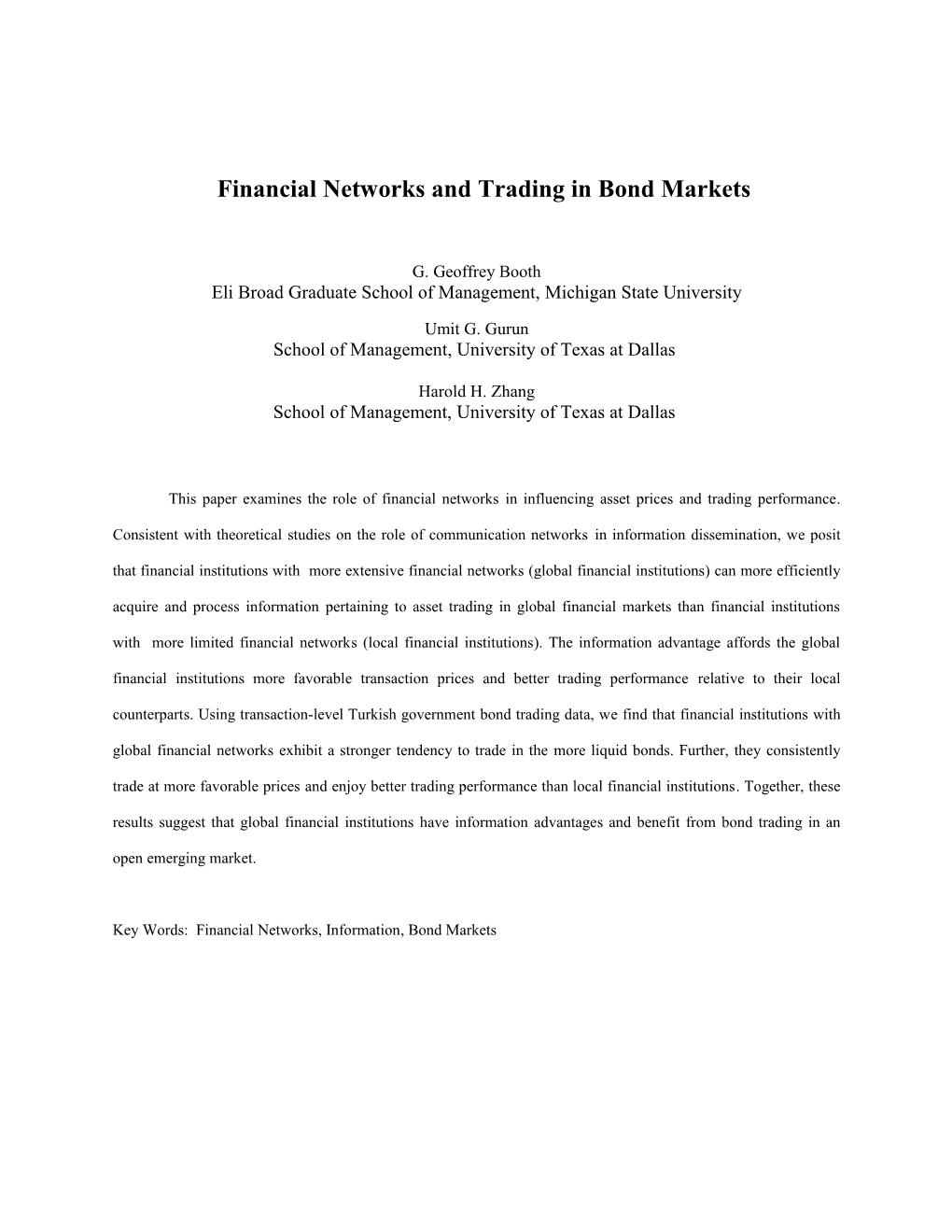 Global Financial Networks and Trading in Emerging Bond Markets