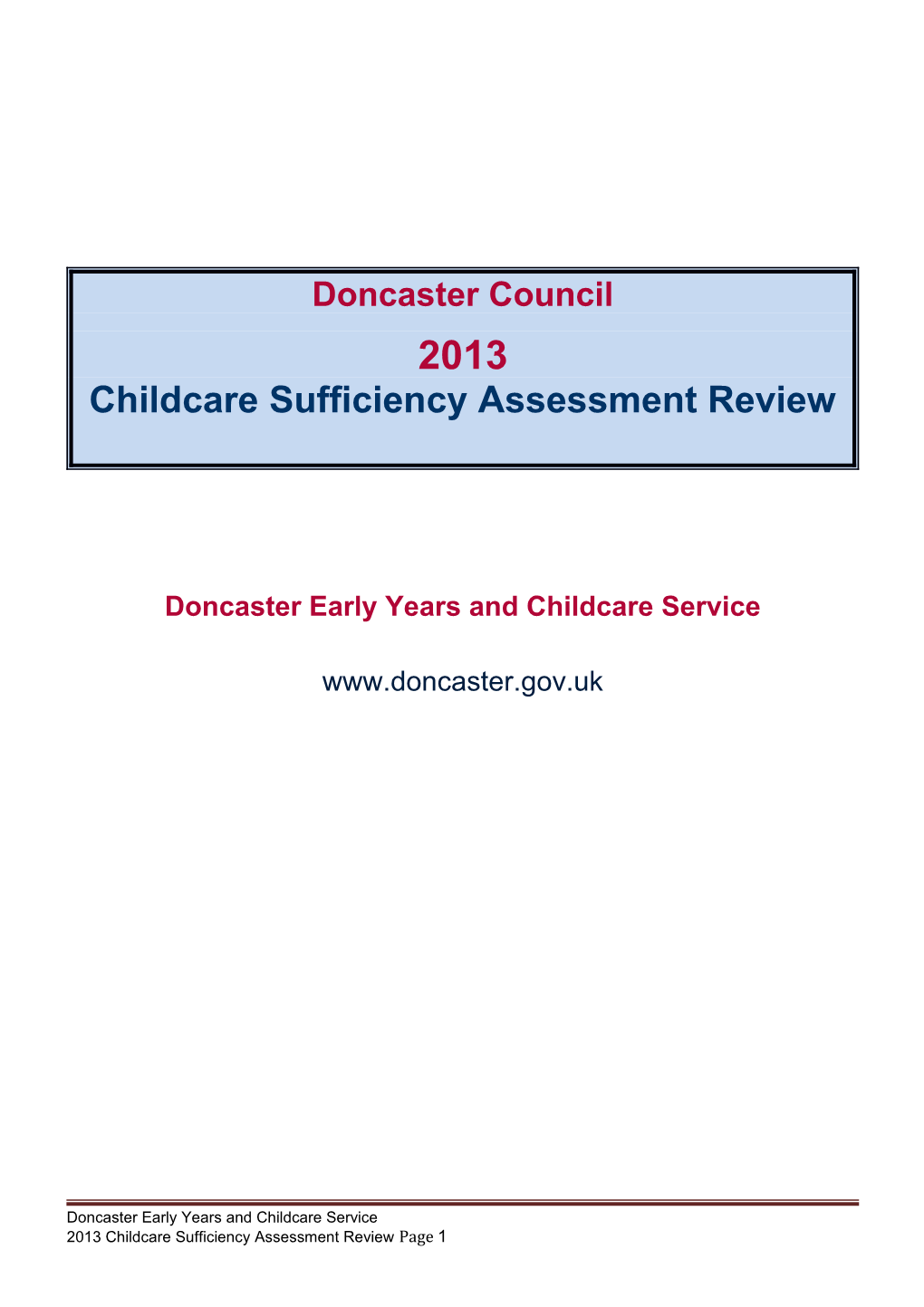 Childcare Sufficiency Assessment Review