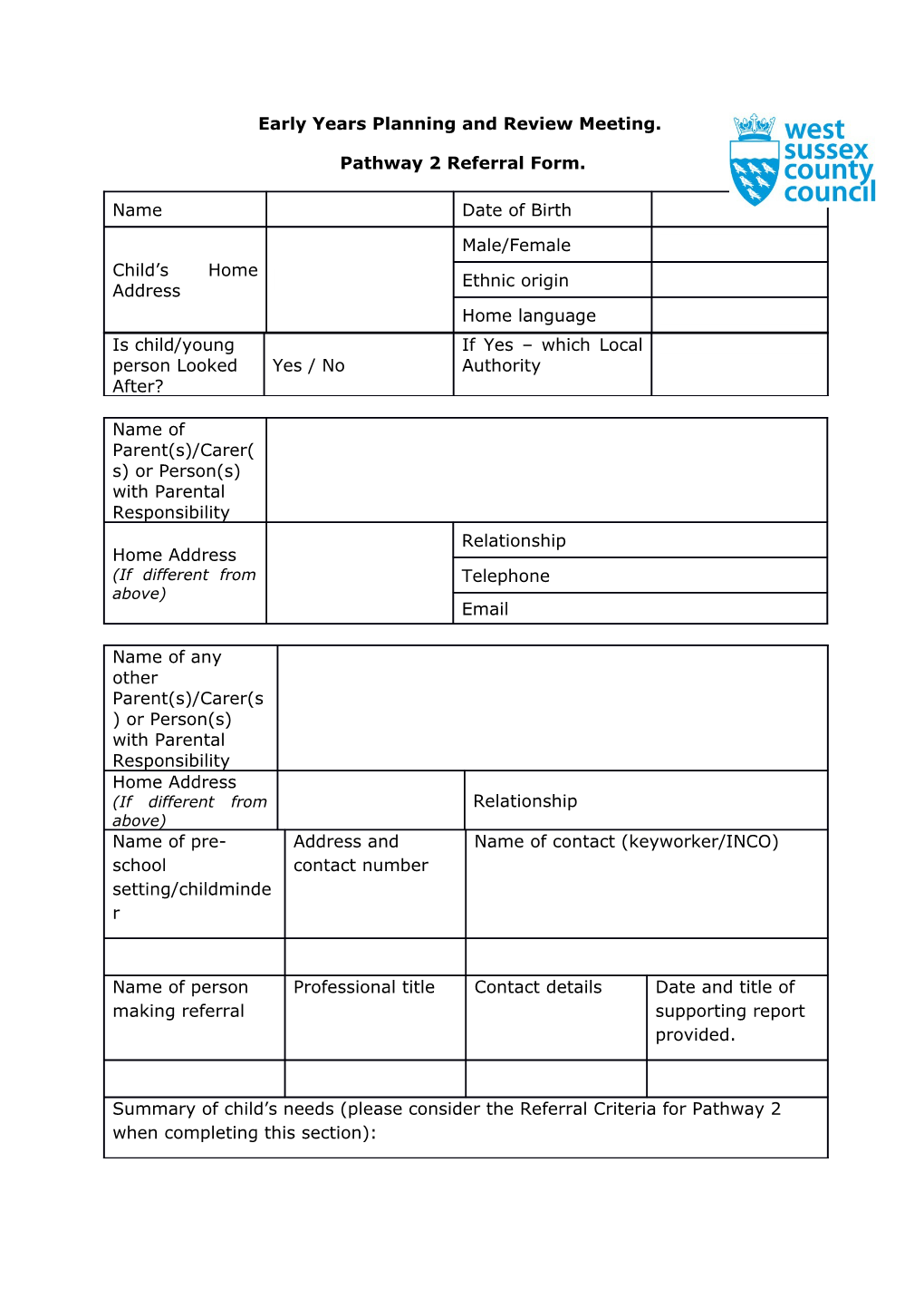 Pathway 2 Referral Form