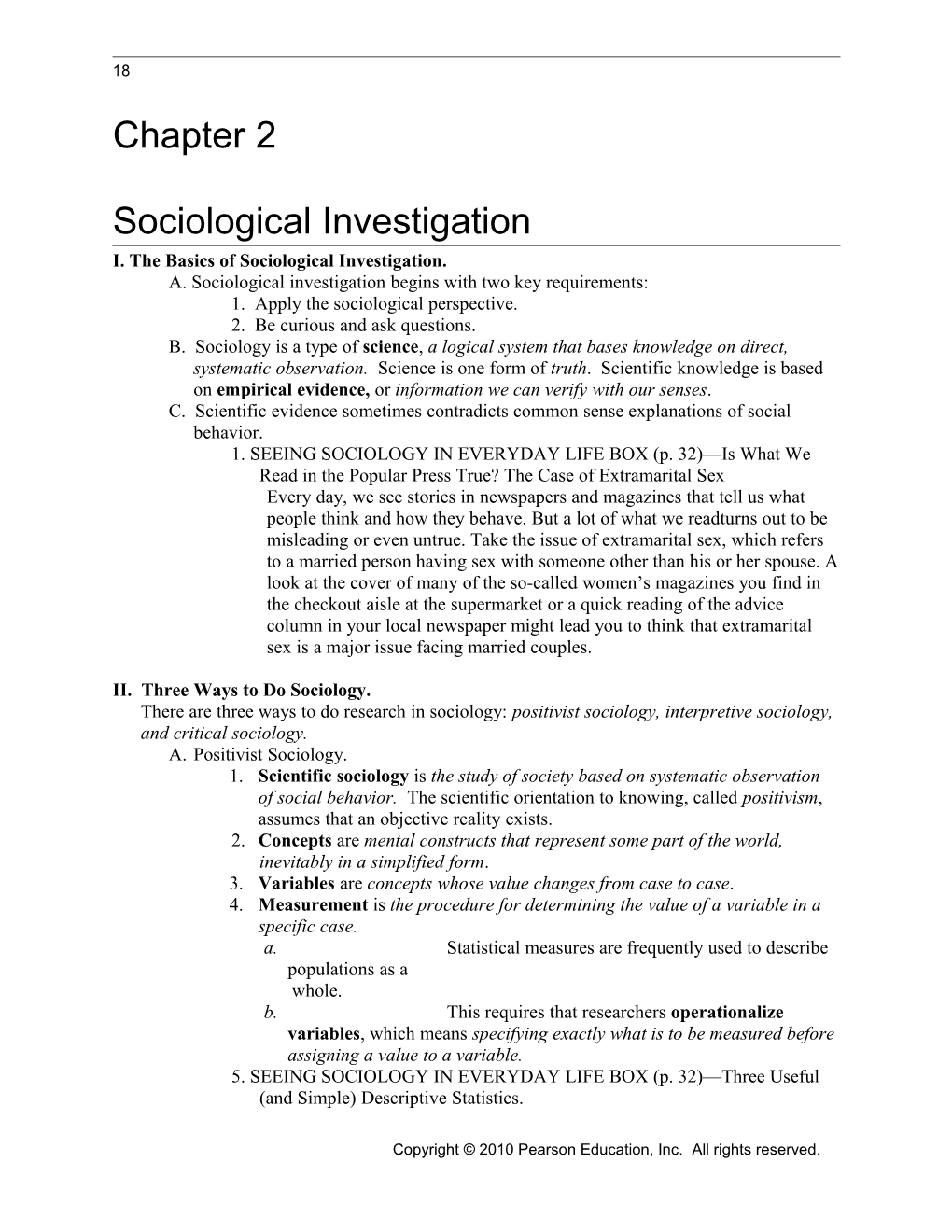 I. the Basics of Sociological Investigation