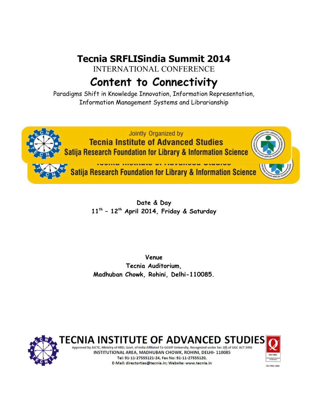 Tecnia Srflisindia Summit 2014