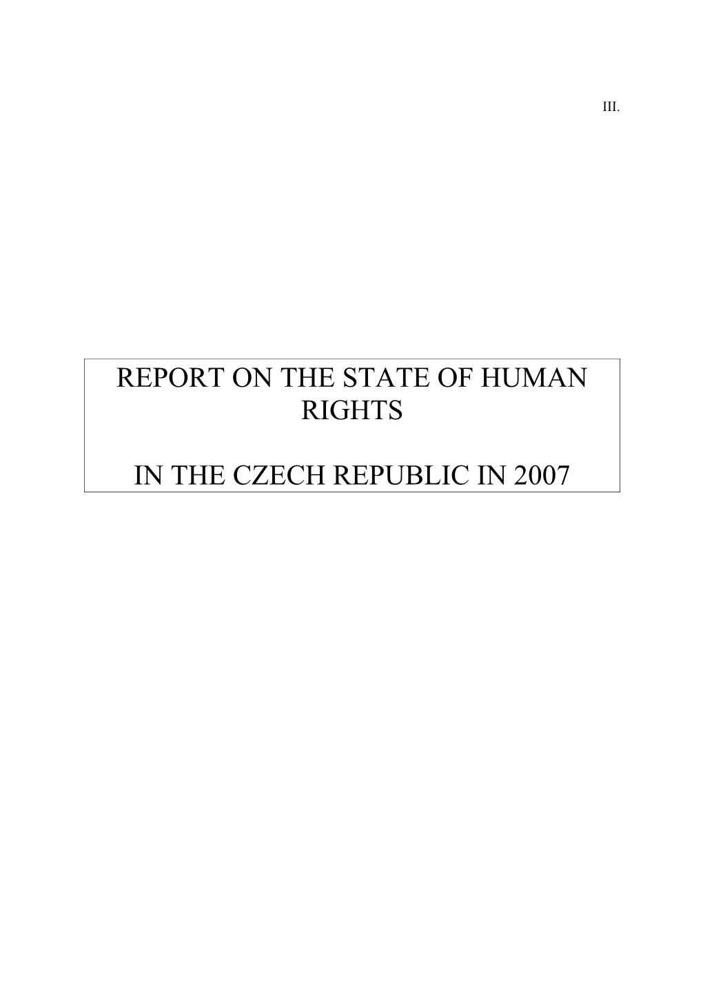 Report on the State of Human Rights