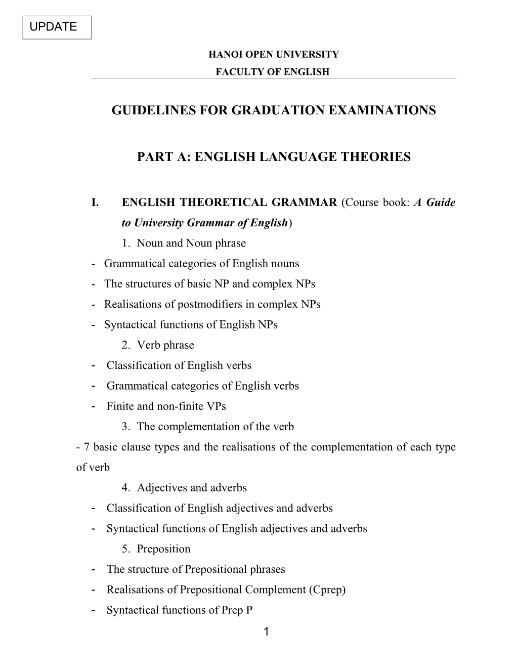 Guidelines for Graduation Exams