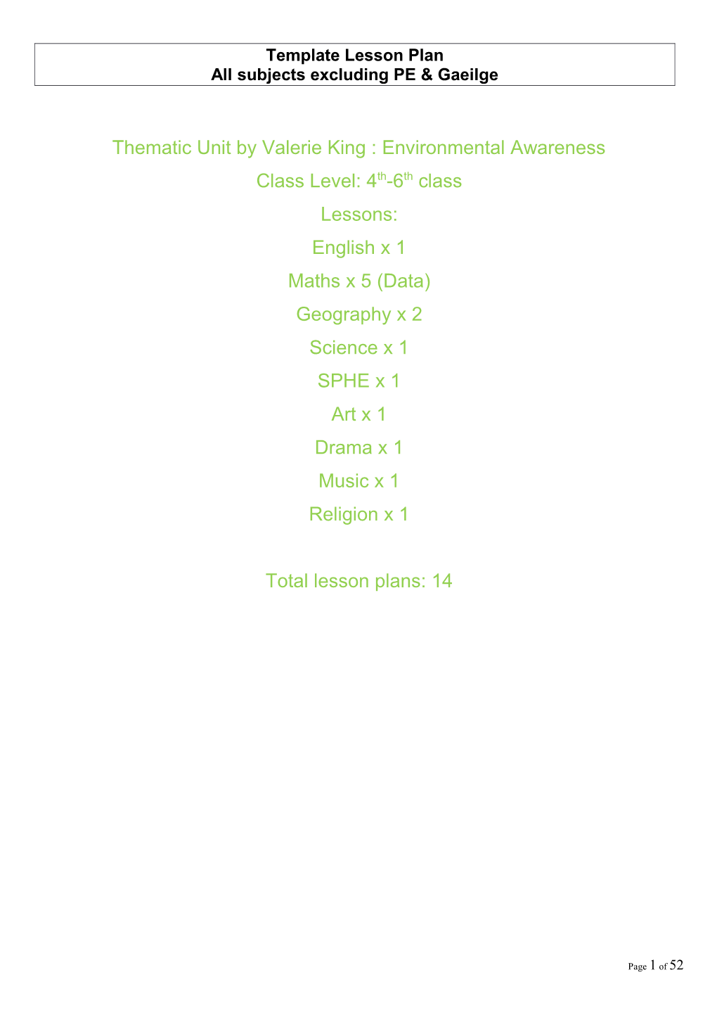 Template Daily Lesson Plan Template