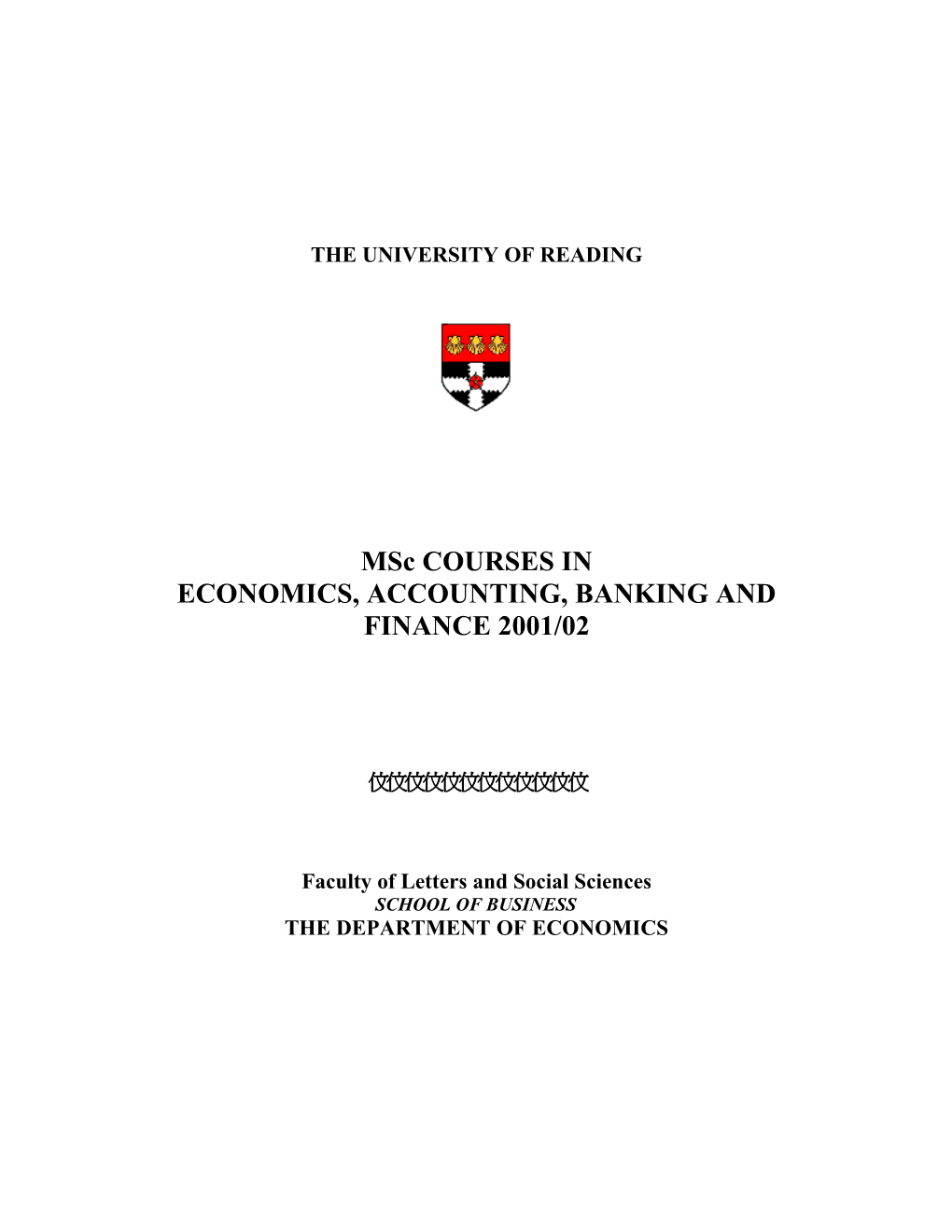 Economics, Accounting, Banking and Finance 2001/02