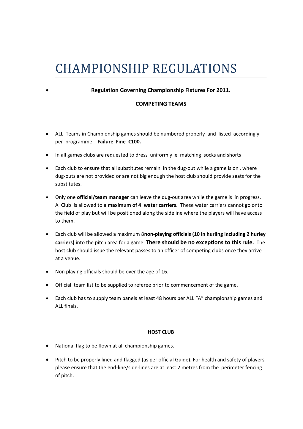 Championship Regulations