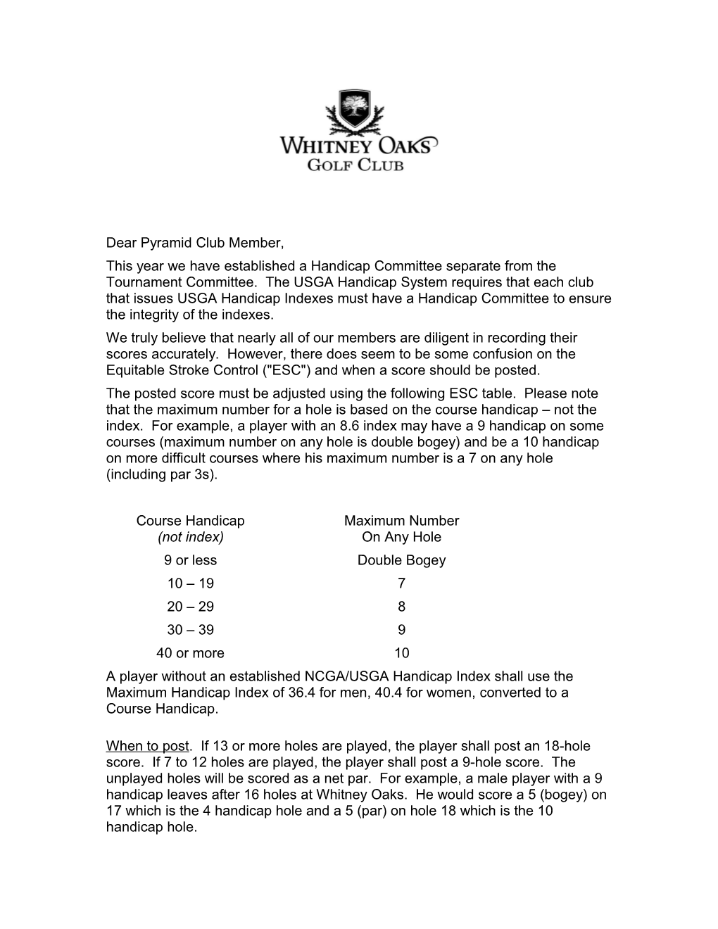 Whitney Oaks Letterhead