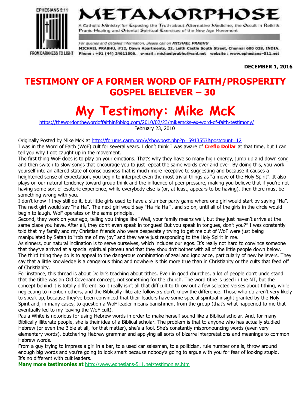 Testimony of a Former Word of Faith/Prosperity Gospel Believer 30