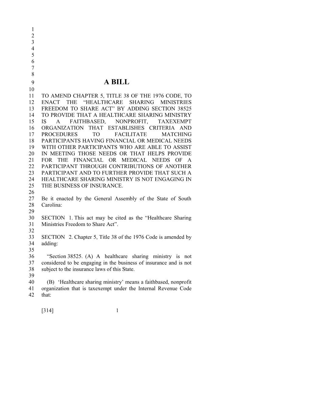 2015-2016 Bill 314 Text of Previous Version (Jan. 13, 2015) - South Carolina Legislature Online