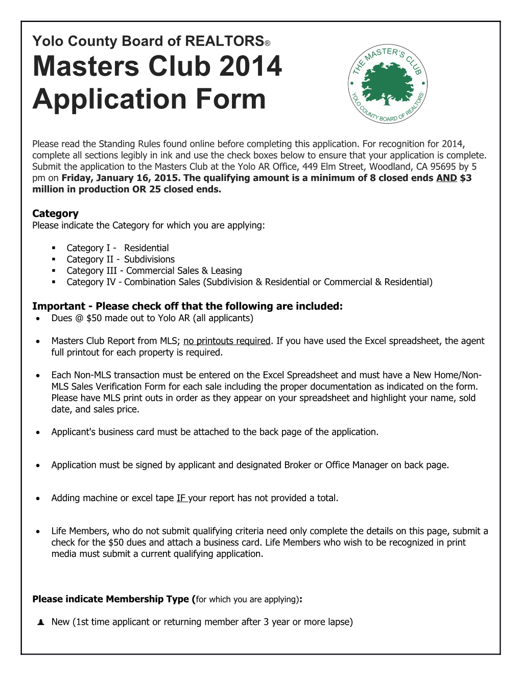 Masters Club2014 Application Form