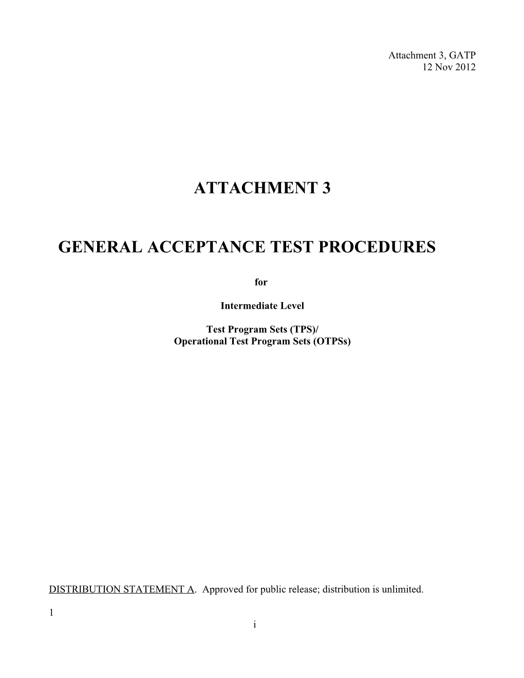 General Acceptance Test Procedures