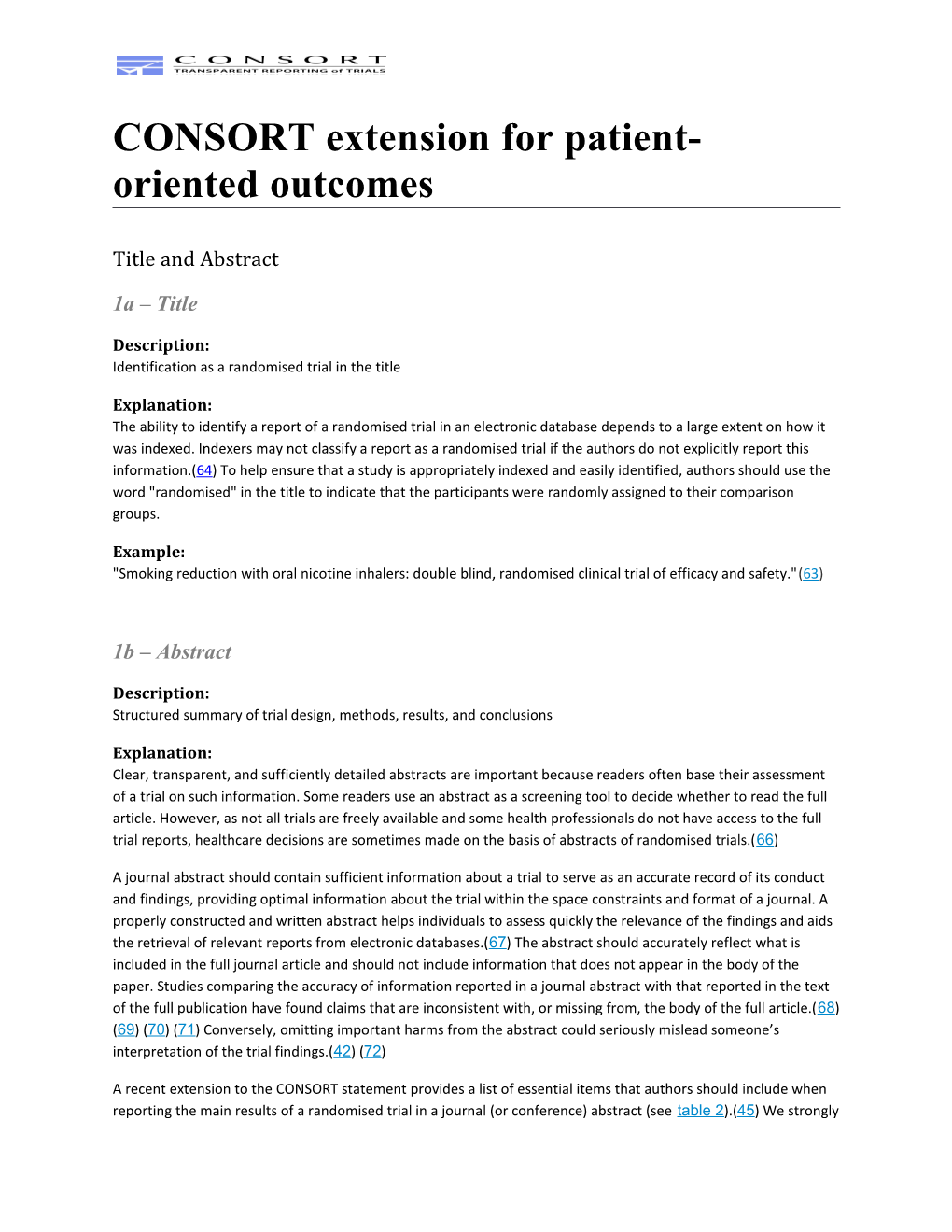 CONSORT Extension for Patient-Oriented Outcomes