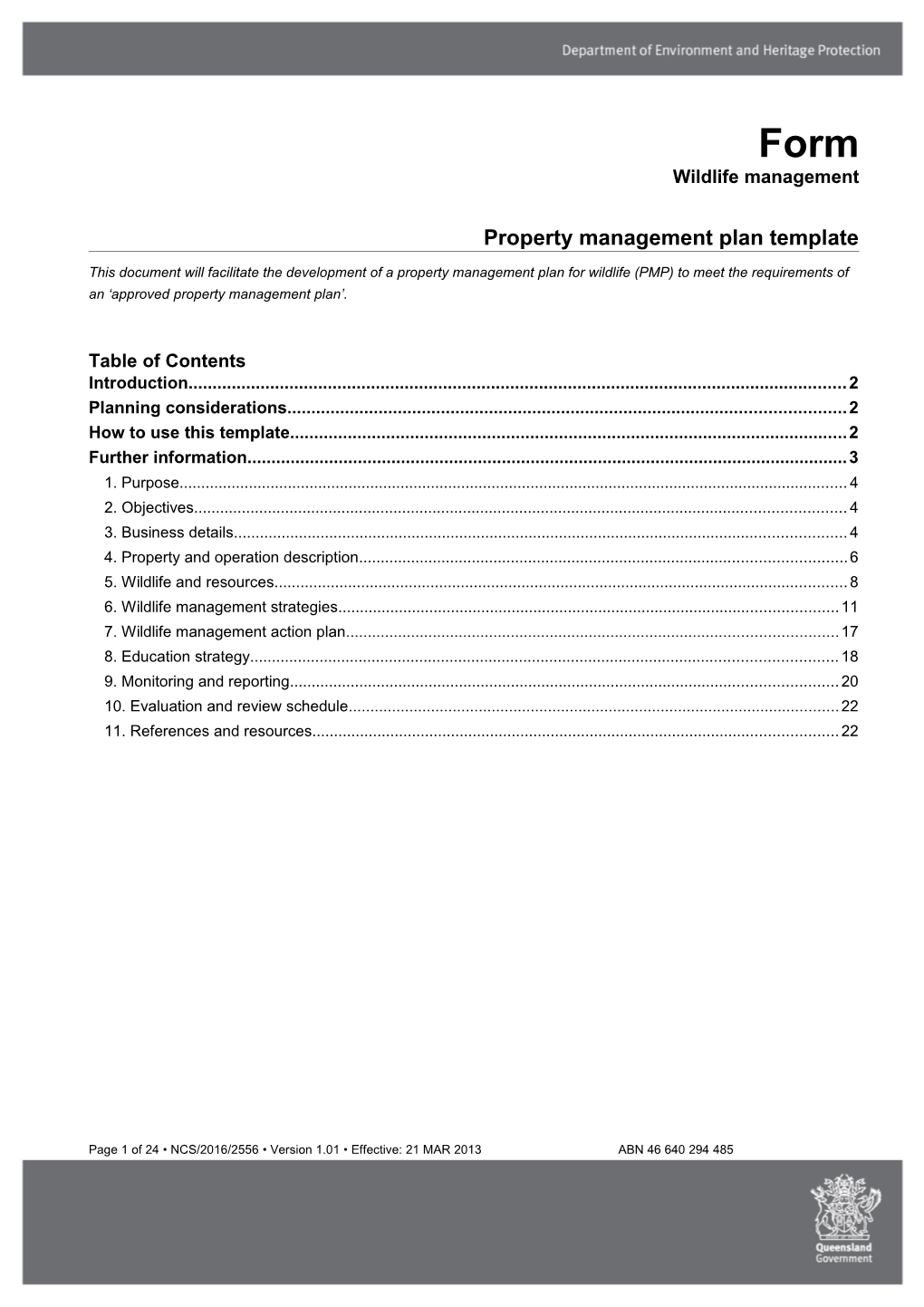 Form Property Management Plan Template