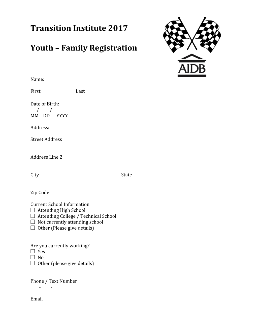 Youth Family Registration