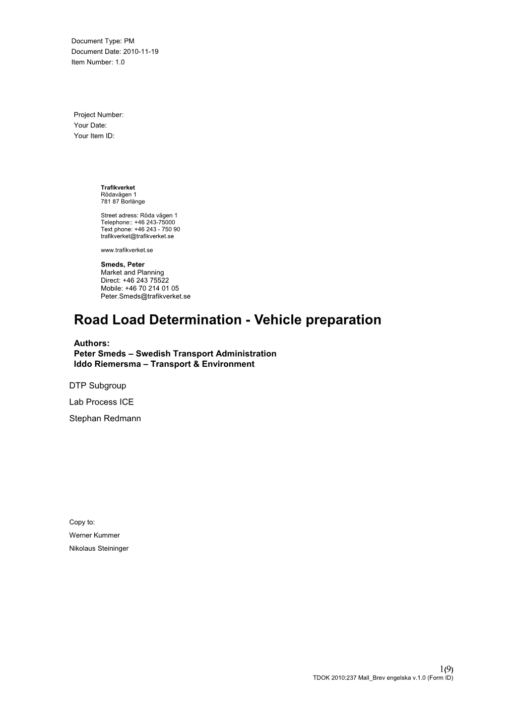 Road Load Determination - Vehicle Preparation