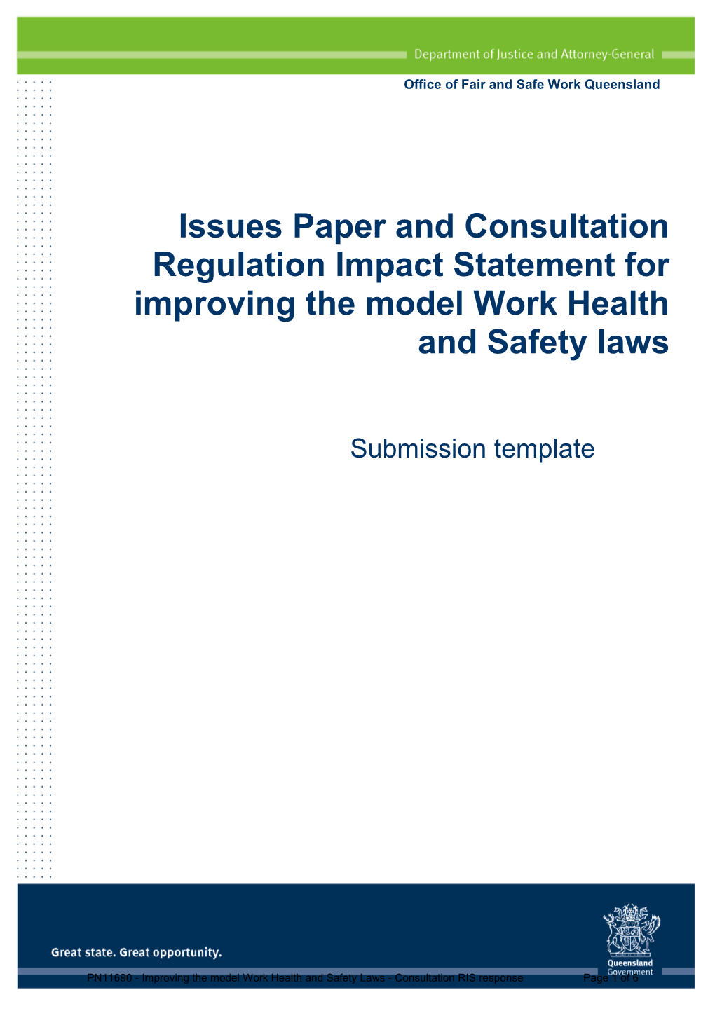 Issues Paper and Consultation Regulation Impact Statement for Improving the Model Work
