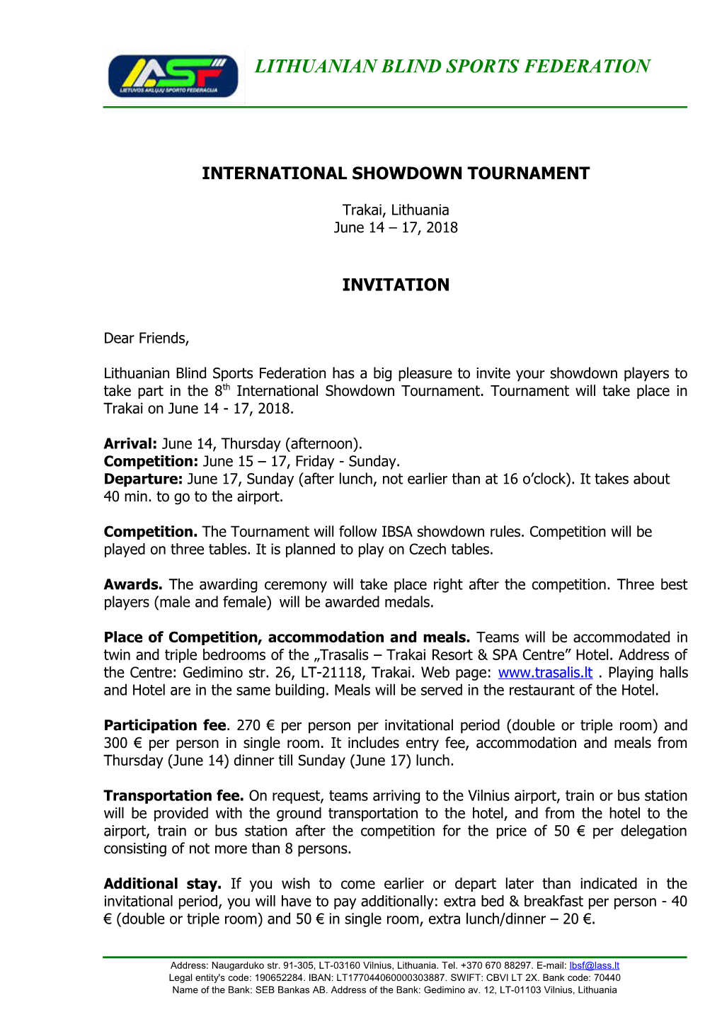 International Men Goalball Tournament