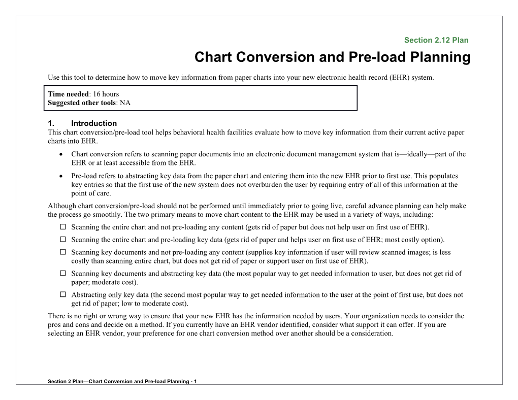 2 Chart Conversion and Pre-Load Planning