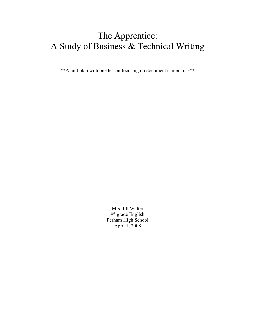 A Study of Business & Technical Writing