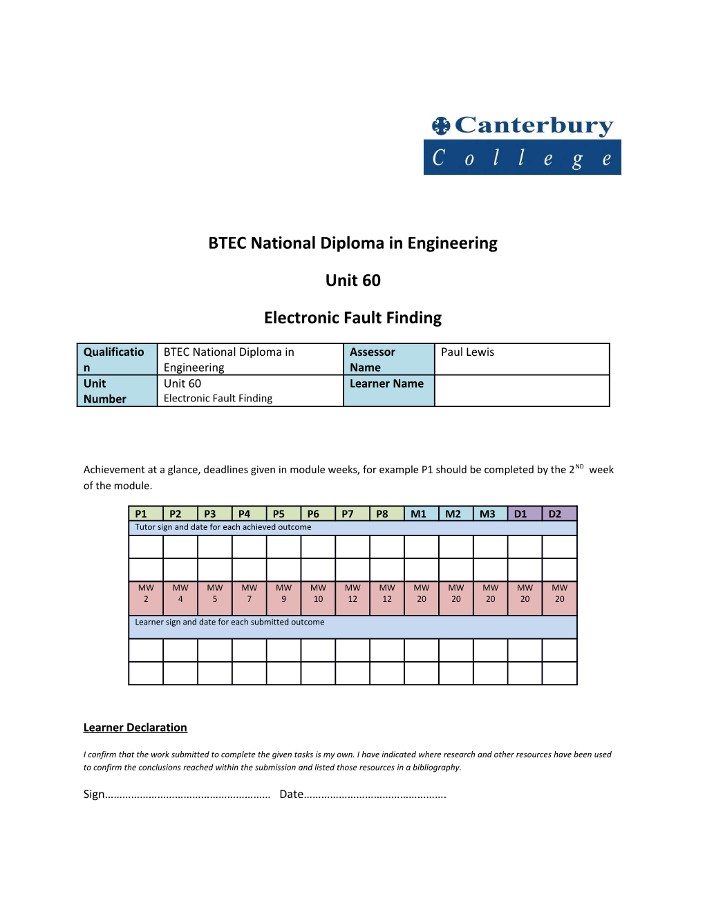 BTEC National Diploma in Engineering