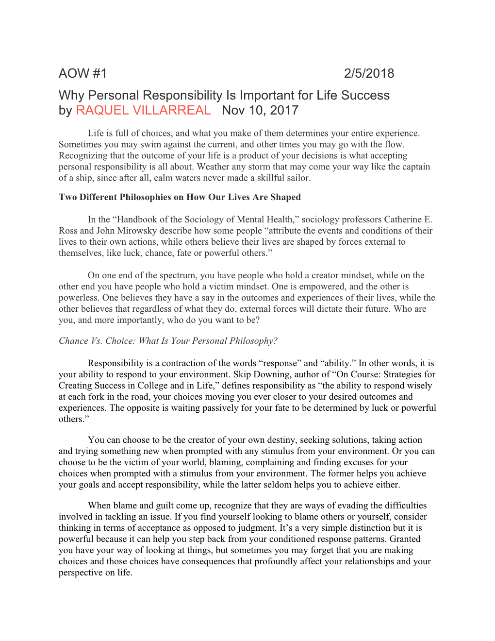 Why Personal Responsibility Is Important for Life Success