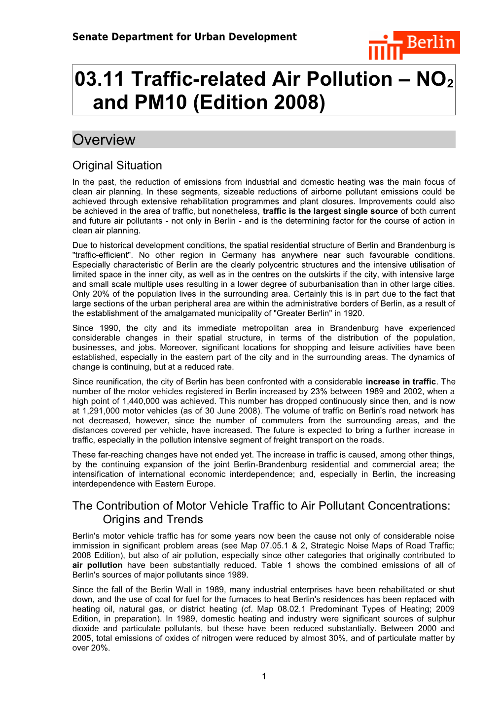03.11 Traffic-Related Air Pollution NO2 and PM10 (Edition 2008)